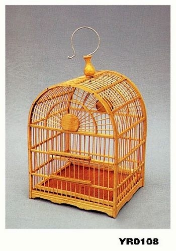 YR010811 Natural colour hanging bamboo bird cage 6pcs full set