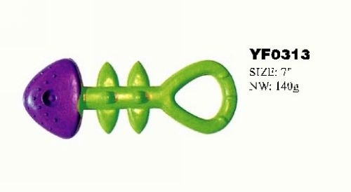 YF0313 rubber fish bone toys for  dog and cat