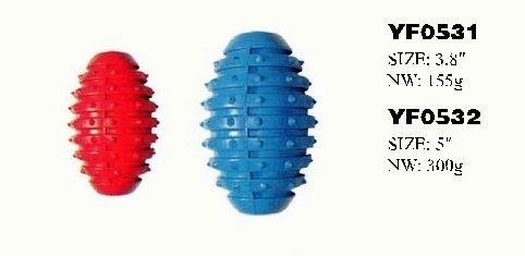 YF0531-YF0532 soft small rubber rugby ball dog toys for pets