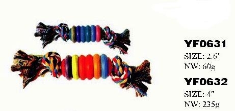 YF0631-YF0632 Rope Bone Rubber Ball Pet Toys For Dog Training