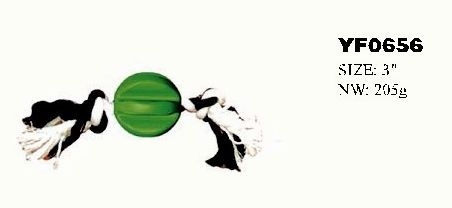 YF0656 Pet Rubber toy with cotton rope for dog play