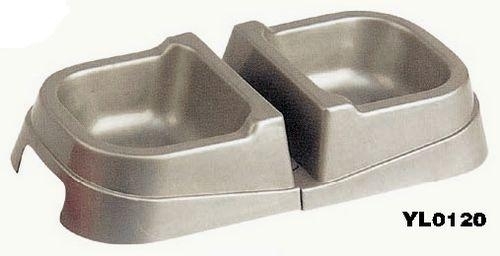YL0120 Plastic Pet Dog Bowl Accessory Food Water Feeder Double Bowl